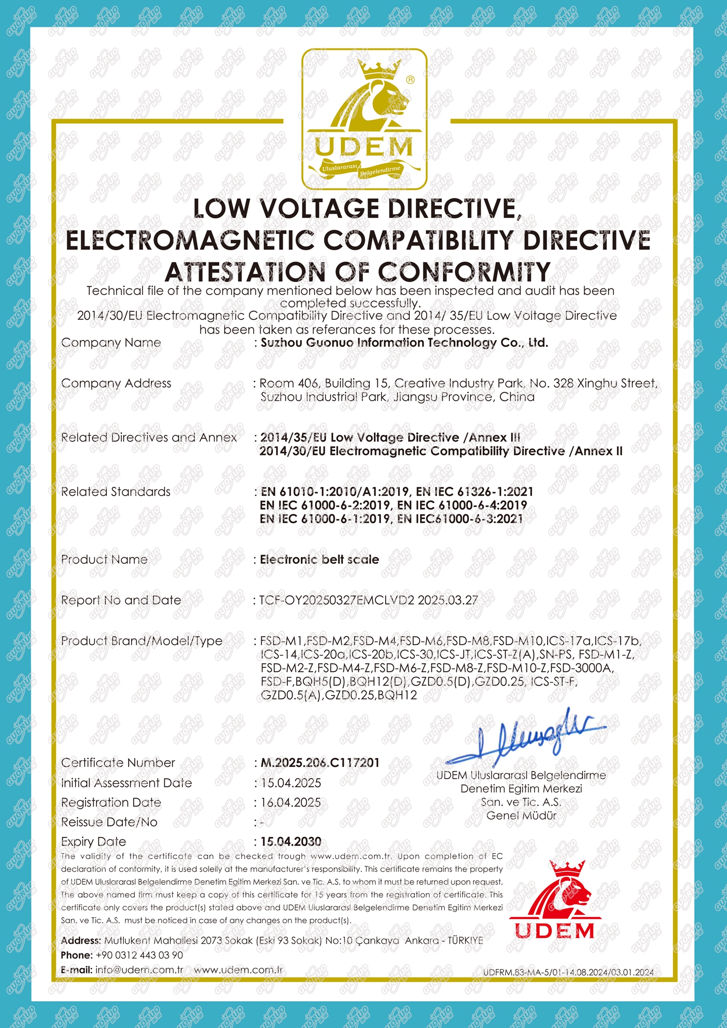 Belt Weigher CE Certificate - Türkiye
