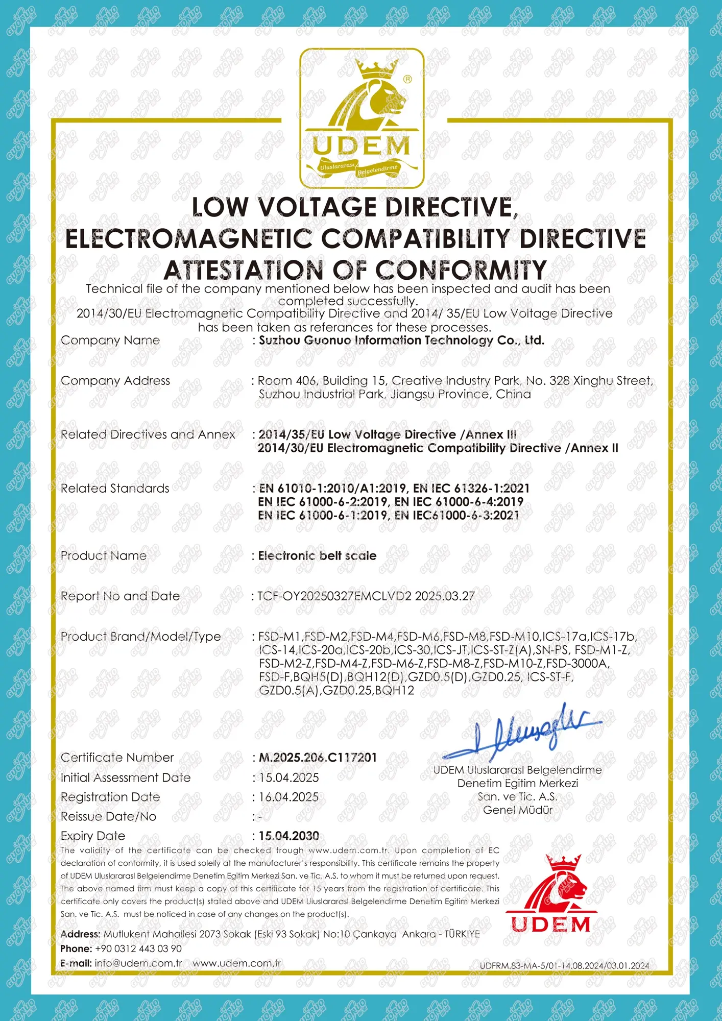 Belt Weigher CE Certificate - Türkiye